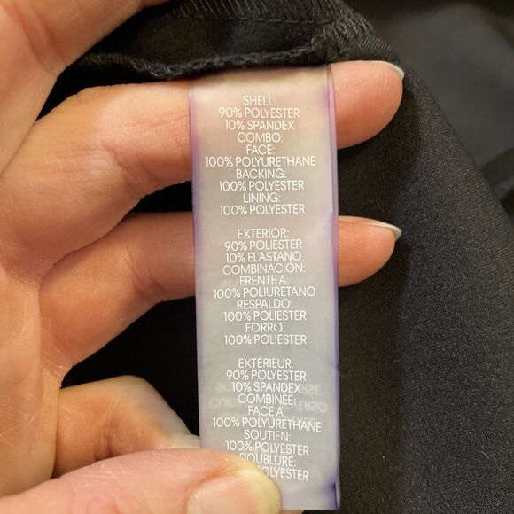 Calvin Klein Black Fit and Flare Dress‎ Faux Suede with Leather Trim Size 2 EUC - Picture 9 of 9